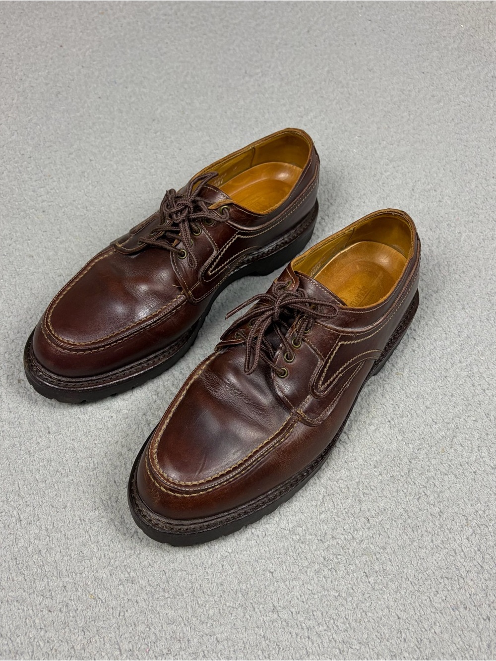 Allen Edmonds Blucher Derby Shoes Mens 9.5 D Dark Brown Leather Plain Toe USA